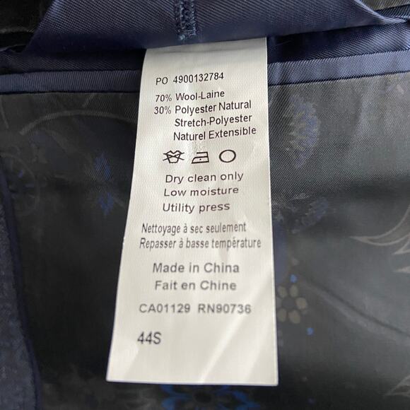 Tallia Men's 44 Short Venezia Blazer Navy/Brown Wool Blend Stretch NEW - Picture 7 of 8